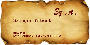 Szinger Albert névjegykártya