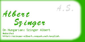 albert szinger business card